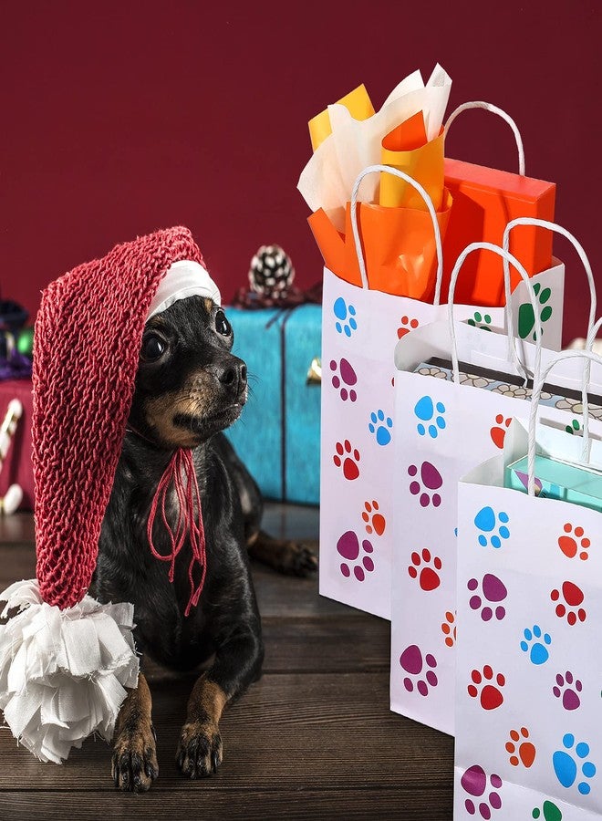 Clabby 24 Pcs Paper Gift Bags Dog Paw Gift Bags Paw Goodie Paper Bag with Handles Puppy Party Favors for Cat Pet Party Birthday Favors 5.9 x 3.1 x 8.3 Inch - Image 3